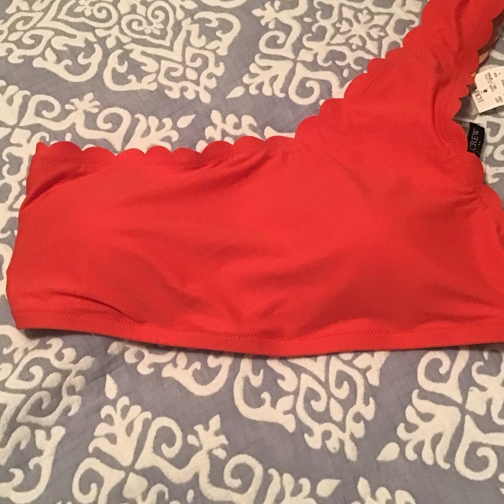 J. Crew Vibrant Red Scalloped Bikini Top